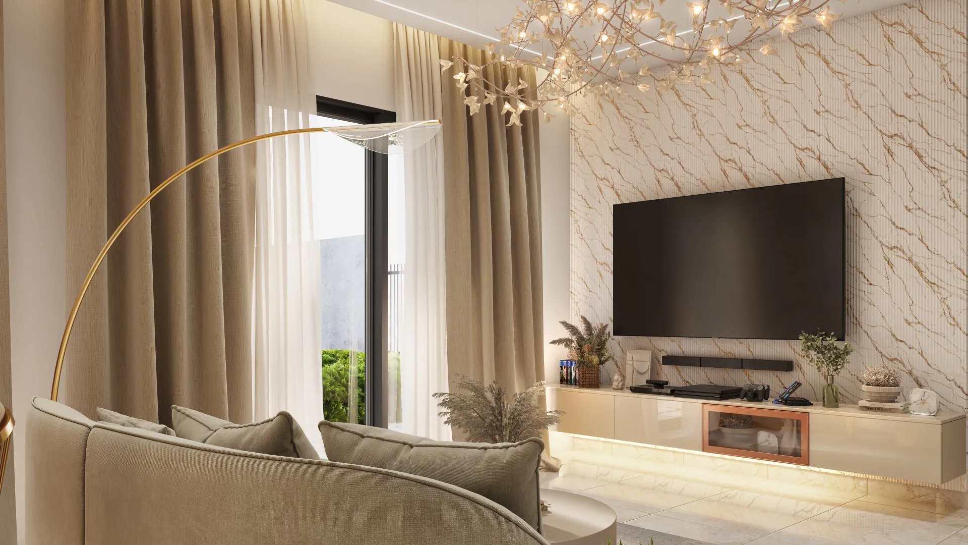 Media room and entertainment wall in a Nambiar Ellegenza Phase 2 villa