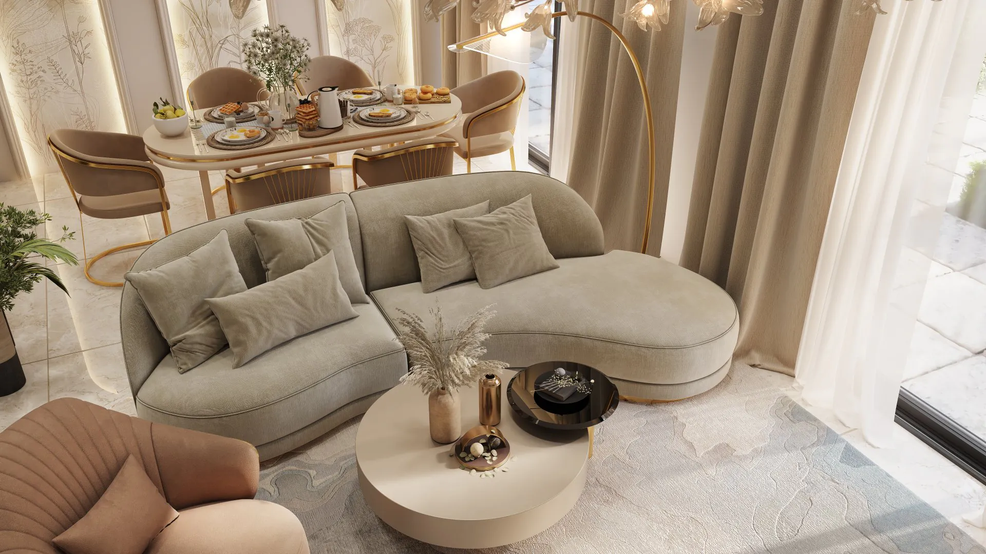 Family seating area in a 4 BHK villa at Nambiar Ellegenza Phase 2