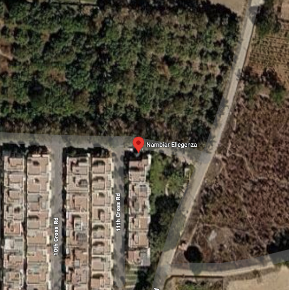 Location map of Nambiar Ellegenza Phase 2 — Muthanallur Road, off Sarjapur Road, Gopasandra, Anekal, Bengaluru 560099